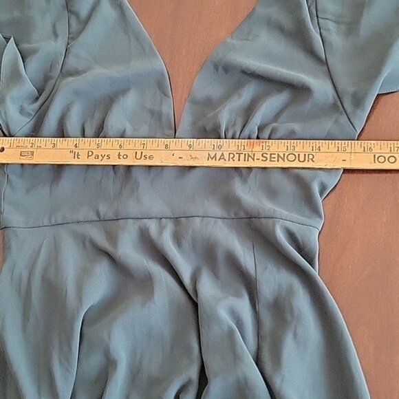 Lulus Promise Of Love Teal Flutter Sleeve Maxi Dress Size Medium - Picture 13 of 14